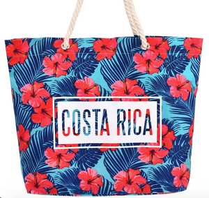 Bolso Cuerda Flores Rojas