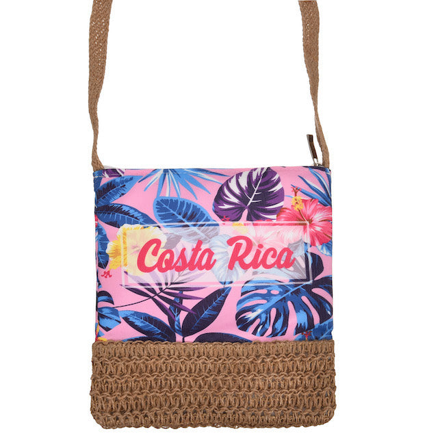 Bolsa de Cuello Flores Rosadas con Yute