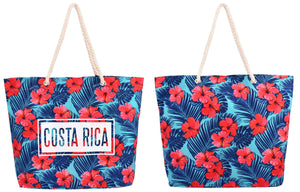 Bolso Cuerda Flores Rojas