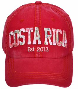 Gorra Roja Visera Floreada