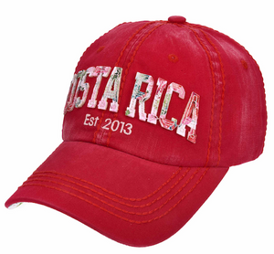 Gorra Roja Visera Floreada