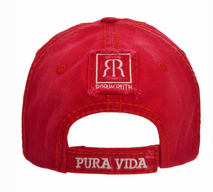 Gorra Roja Visera Floreada