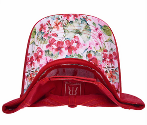 Gorra Roja Visera Floreada