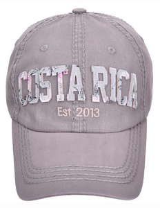 Gorra Gris Visera Floreada